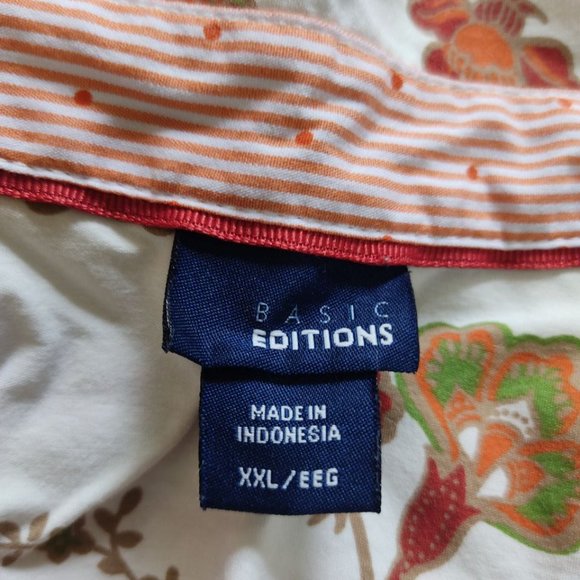 Basic Editions Women's Floral Shirt Size 2XL 3/4 Sleeve Button Up - Picture 5 of 11